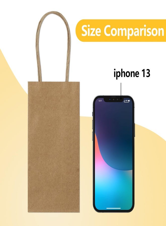 BagDream 100 Pack 3.5x2.4x6.7 Inches Mini Gift Party Favor Bags Small Brown Gift Bags with Handles Bulk Recyclable Kraft Paper Sacks - Image 3
